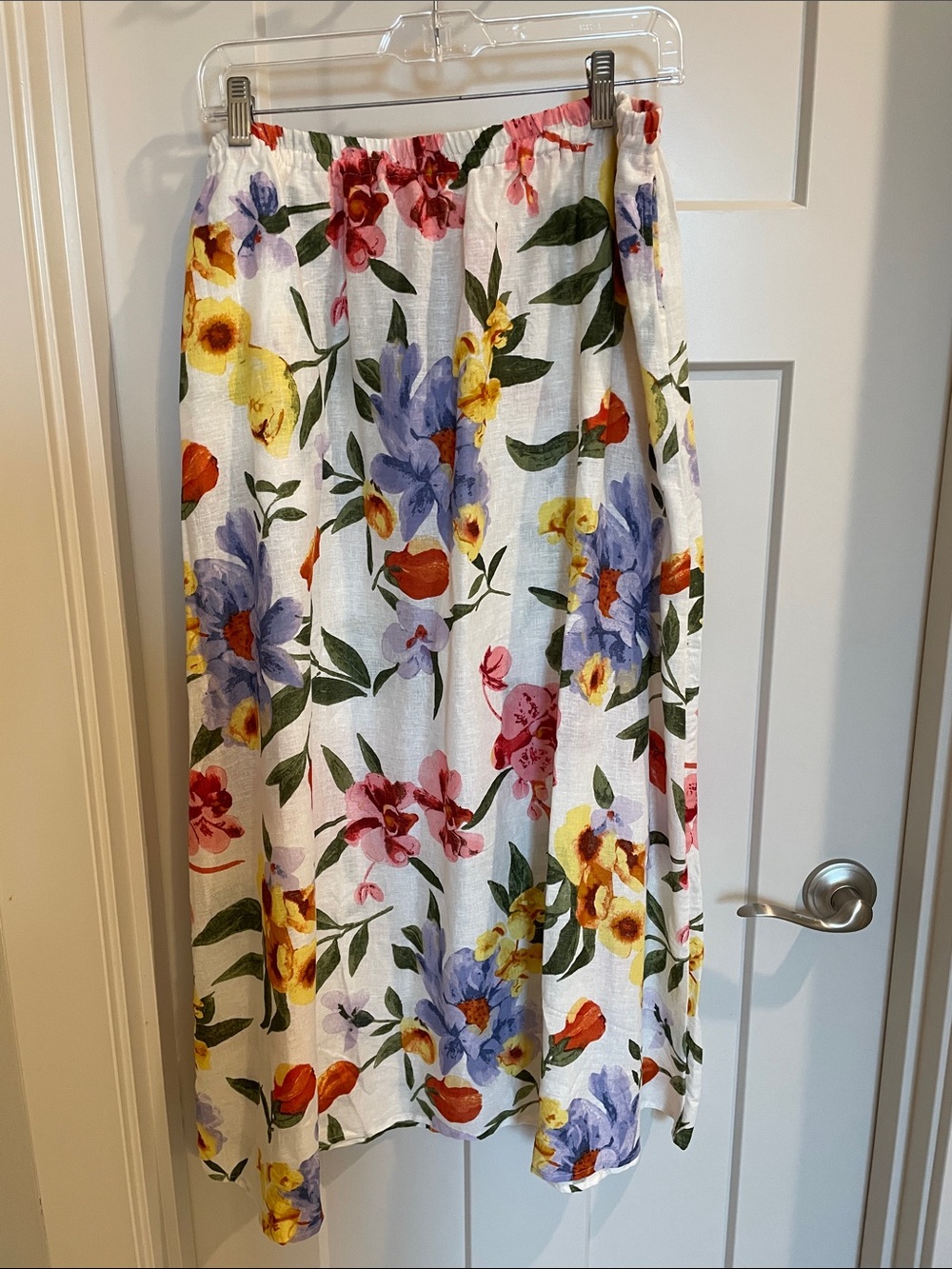 Laura Ashley White Midi Skirt with Multicolor Floral Print